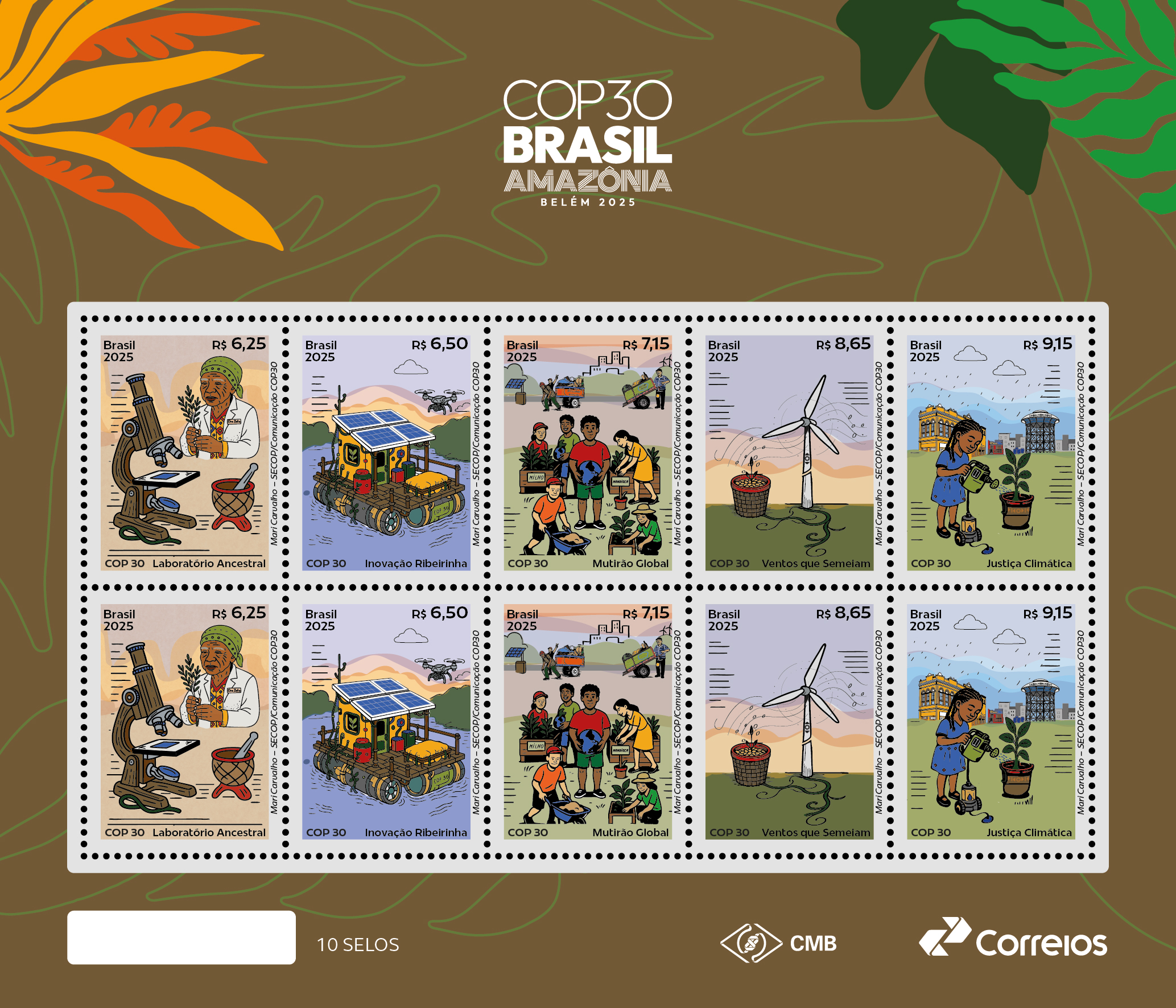 Correios stamps capture moments that mark the country’s history. Image: Correios