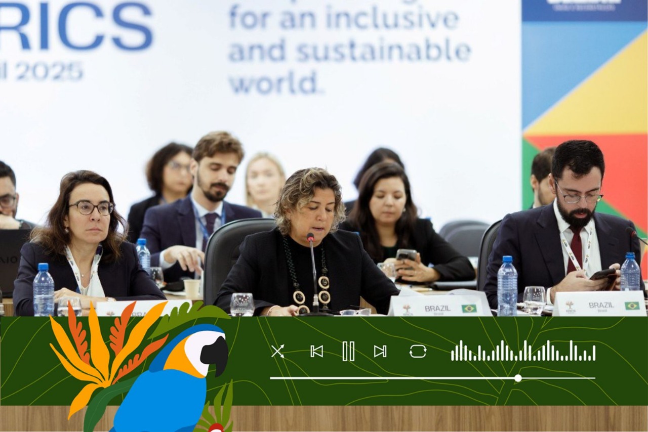 Ambassadors Tatiana Rosito, (Ministry of Finance), and Liliam Chagas, (Ministry of Foreign Affairs), led the BRICS High-Level Meeting on Climate Change and Sustainable Development. Five documents were agreed upon the meeting. | Credit: Isabela Castilho / BRICS Brasil / COP30