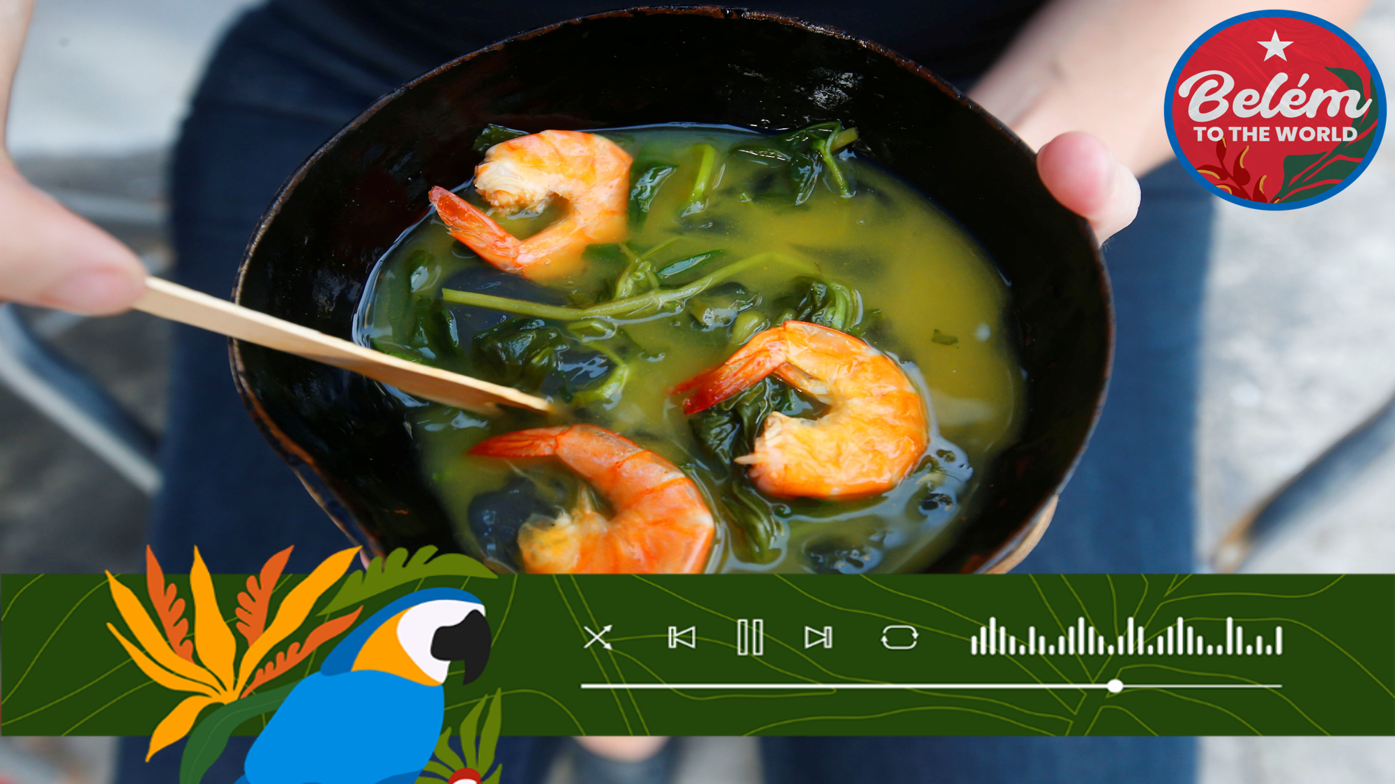 Tacacá is served hot and includes tucupi, jambu, dried shrimp, and tapioca starch. Photo: Getty Images / Ricardo Lima
