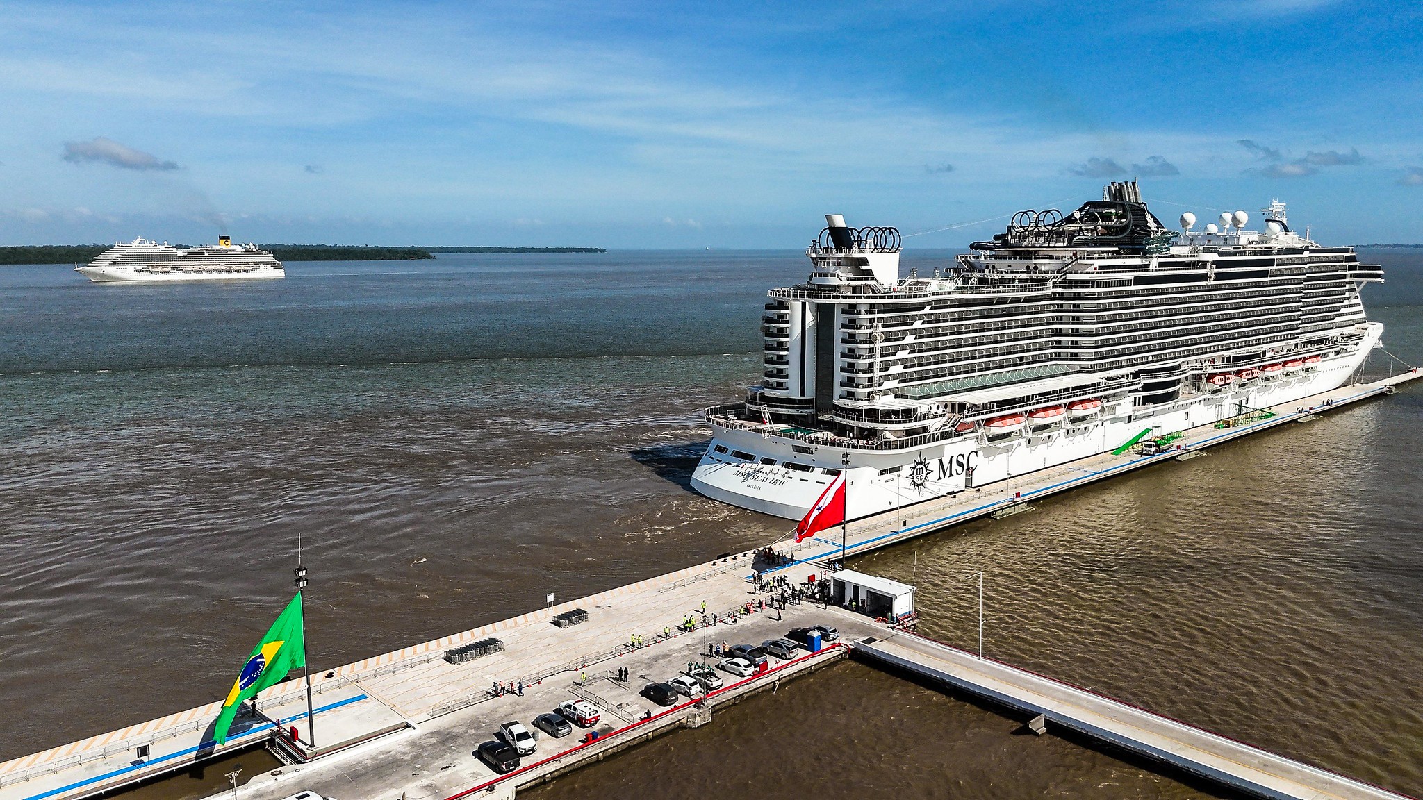 The two vessels docked in the capital of Pará on the morning of Tuesday, November 4. Guests will be able to check in starting tomorrow. Photo: Gabriel Della Giustina | COP30