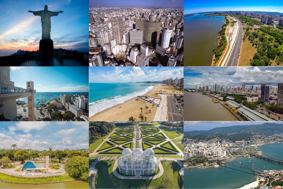 Rio de Janeiro, São Paulo, Porto Alegre, Salvador, Recife, Belém, Belo Horizonte, Curitiba e Florianópolis - Credit: Lucíola Villela/MTur / Secom SP / Filipe Karam/PMPA / Márcio Filho/MTur / Jade Queiroz/MTur / Rafa Neddermeyer/Cop30 / Acervo Belotur / Roberto Dziura Jr/Secom PR / divulgação/Embratur /