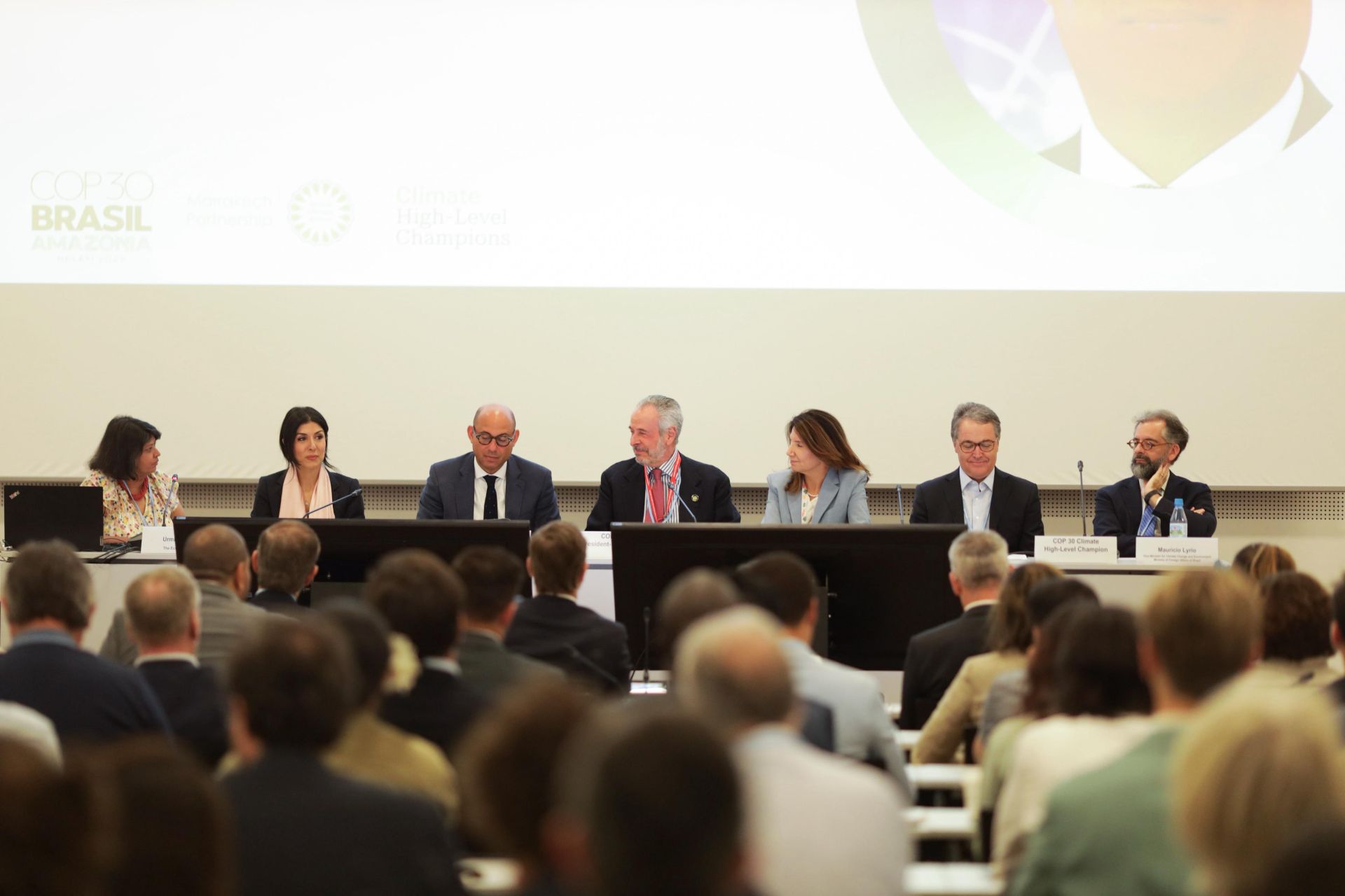 Presidência da COP30 durante a apresentação da Agenda de Ação em Bonn, na Alemanha | Foto: Isabela Castilho/Audiovisual COP30