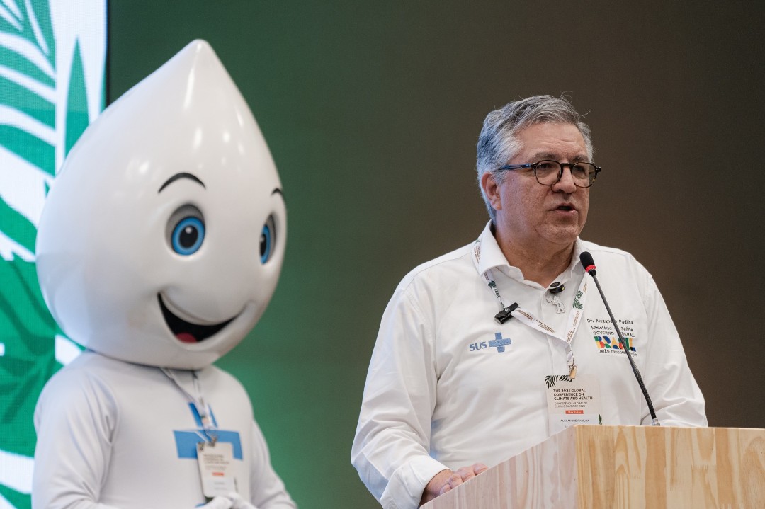 Ministro da Saúde, Alexandre Padilha, ressaltou a relação entre o aumento da temperatura e o crescimento de doenças respiratórias e problemas cardiovasculares — Foto: Rafael Medelima/COP30