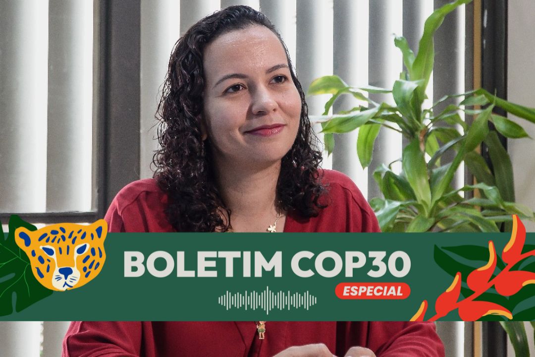 Nina Santos, secretária-adjunta da Secretaria de Políticas Digitais da Presidência da República, explica que educação midiática e checagem de informações são fundamentais para combater a desinformação climática - Foto: Rafael Neddermeyer/COP30
