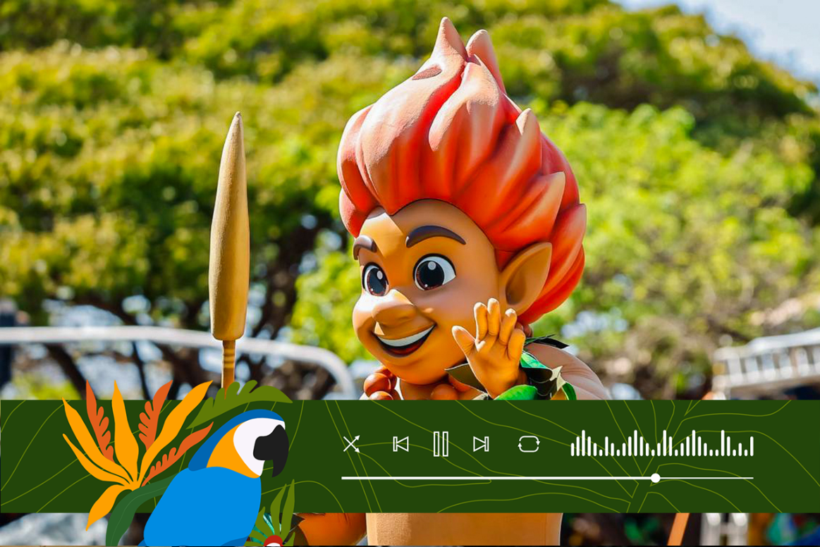 Guardião da floresta, mascote do Curupira é apresentado durante desfile cívico, em Brasília | Foto: Ricardo Stuckert/PR