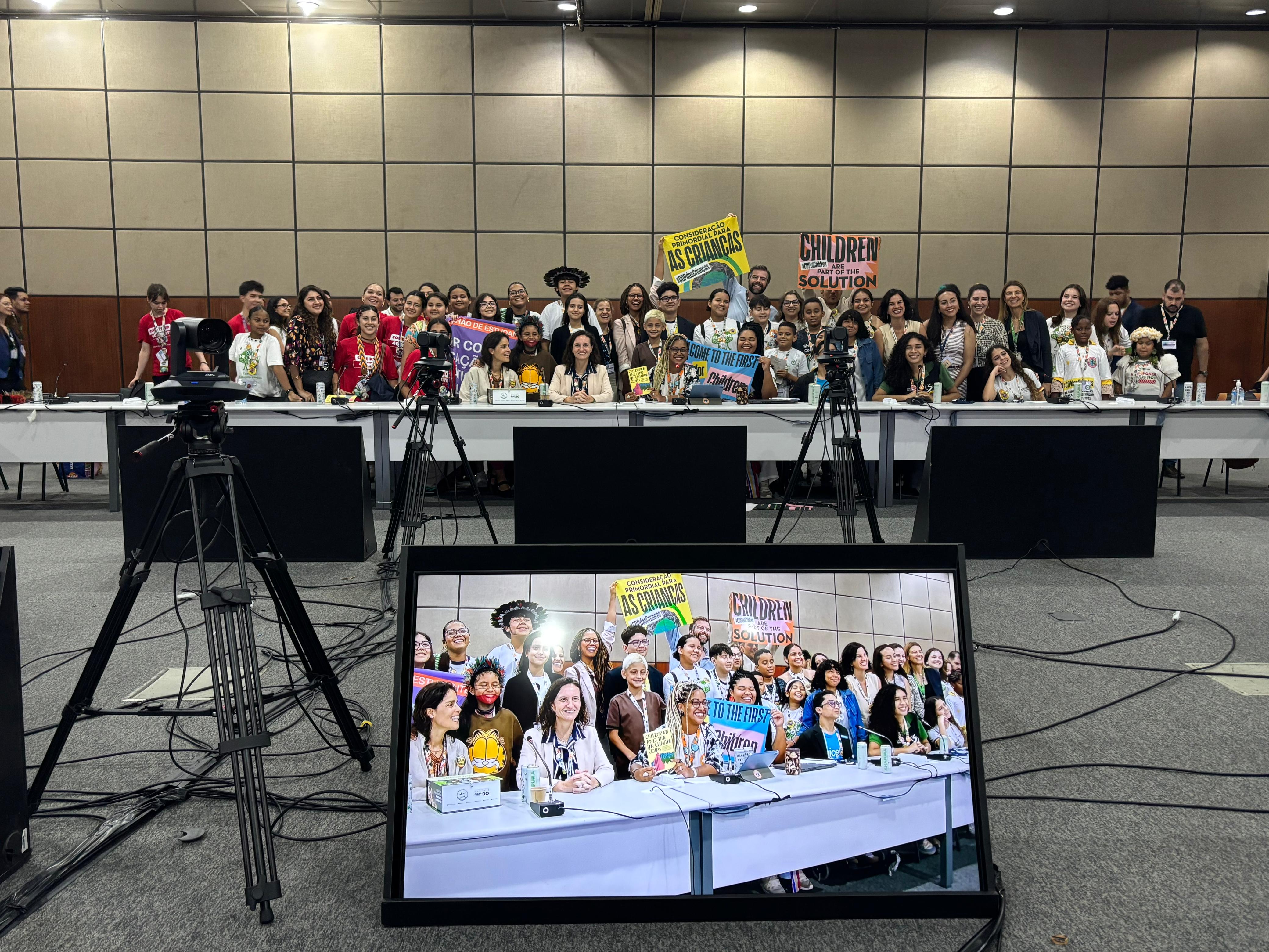 COP30 marcou avanços históricos na inclusão de crianças e adolescentes em decisões e debates oficiais da UNFCCC. Foto: Divulgação/Instituto Alana.