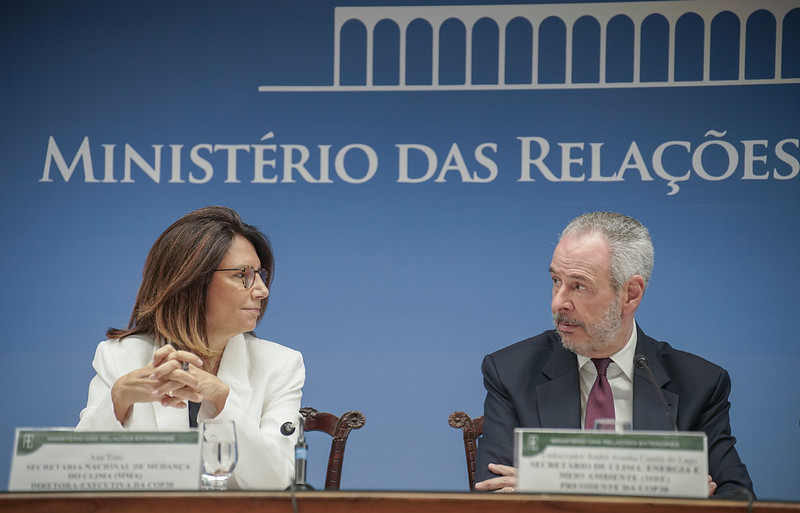 O embaixador André Corrêa do Lago, presidente da COP30; e Ana Toni, diretora-executiva da Conferência do Brasil  | Foto: Rafa Neddermeyer/ COP30
