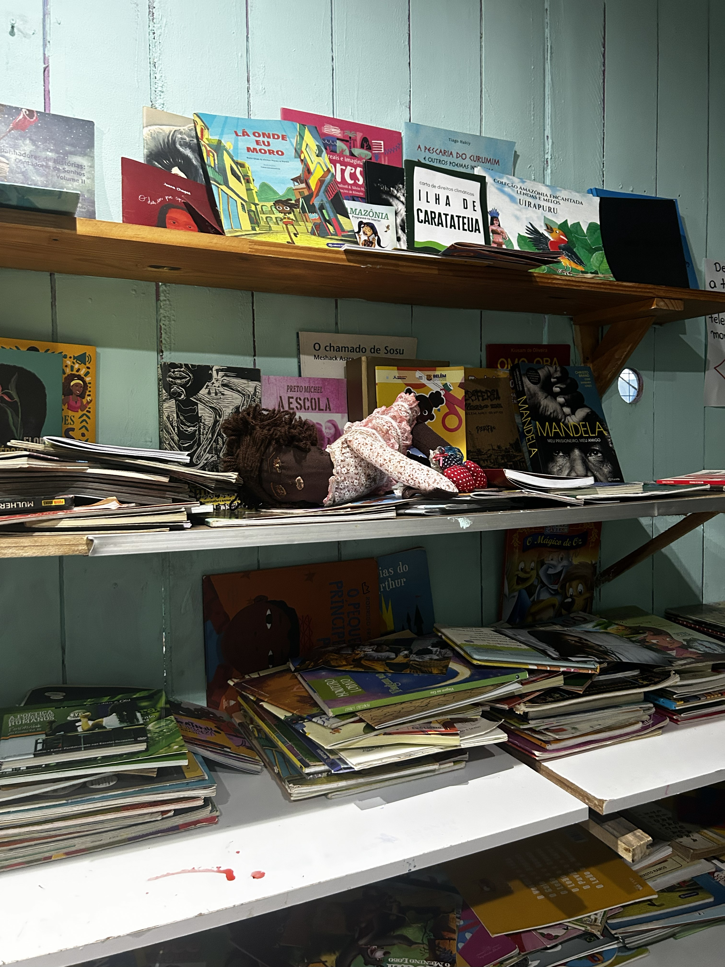 Livros da Barca Literária simbolizam o acesso à educação e à cultura nas comunidades ribeirinhas de Belém. Foto: Margo Blaha