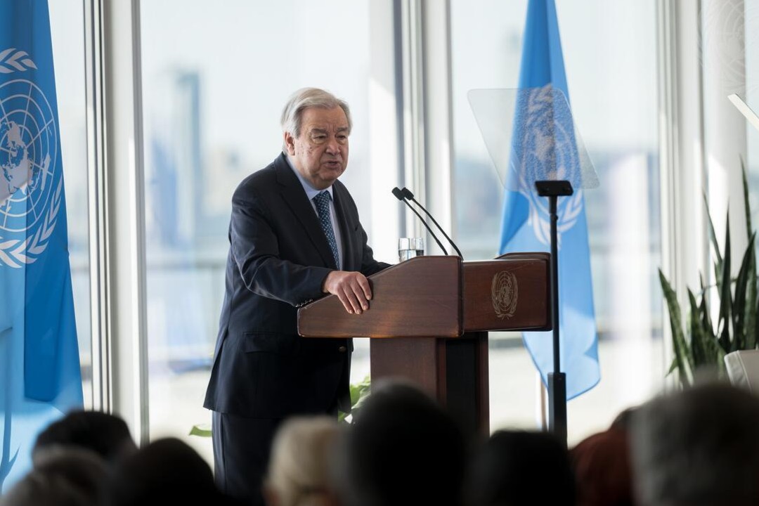 António Guterres no discurso "Um Momento de Oportunidade: Impulsionando a Nova Era da Energia" — Foto: Mark Garten / UN Photo