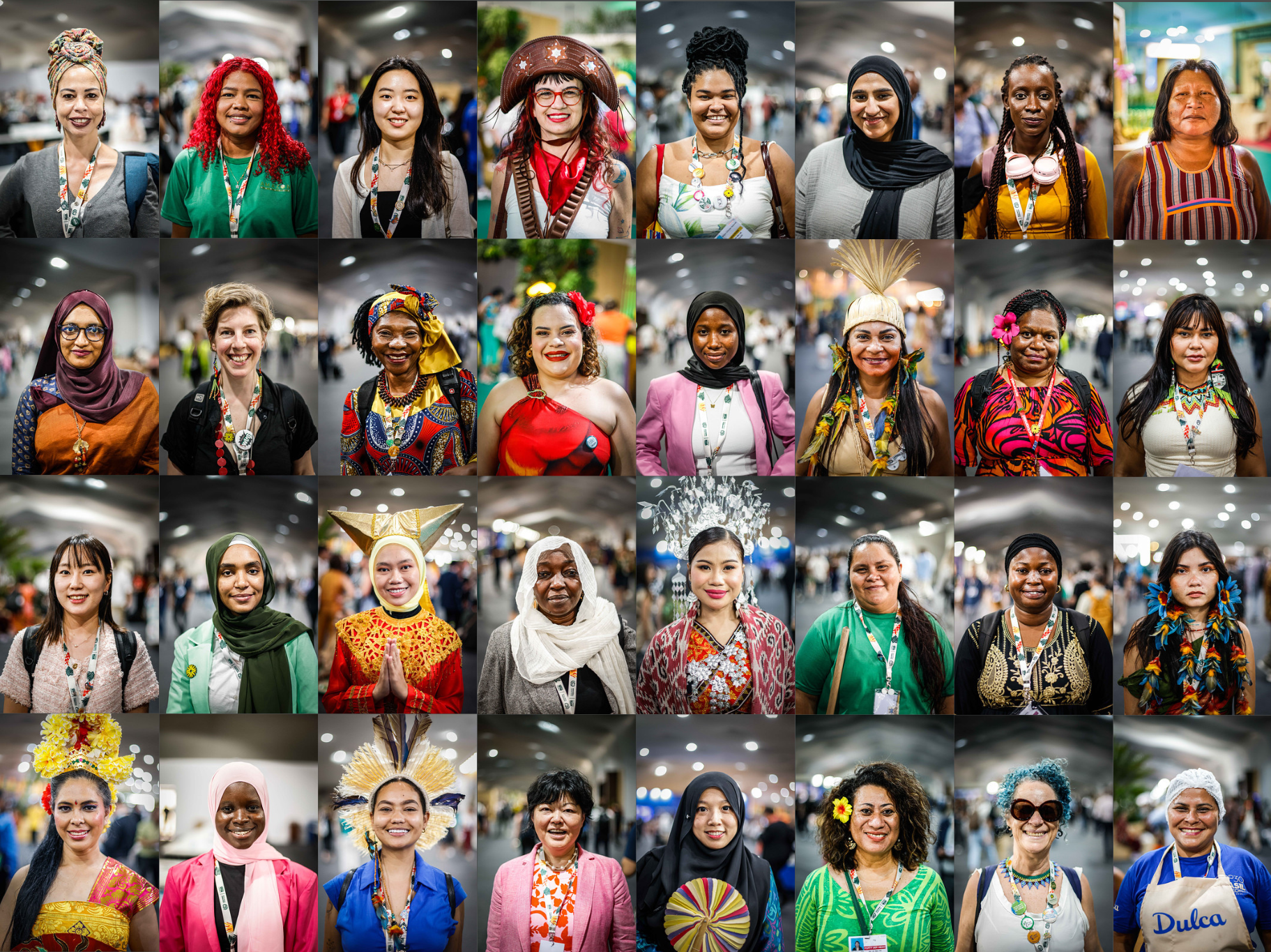 Combinação de fotos mostra um grupo multicultural de mulheres na COP30, em Belém (PA) - Foto: Hermes Caruzo/COP30